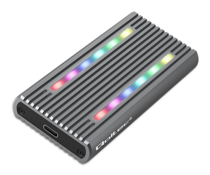 Akcesoria do dysków QOLTEC Obudowa M.2 NVMe SATA RGB LED USB-C 4TB